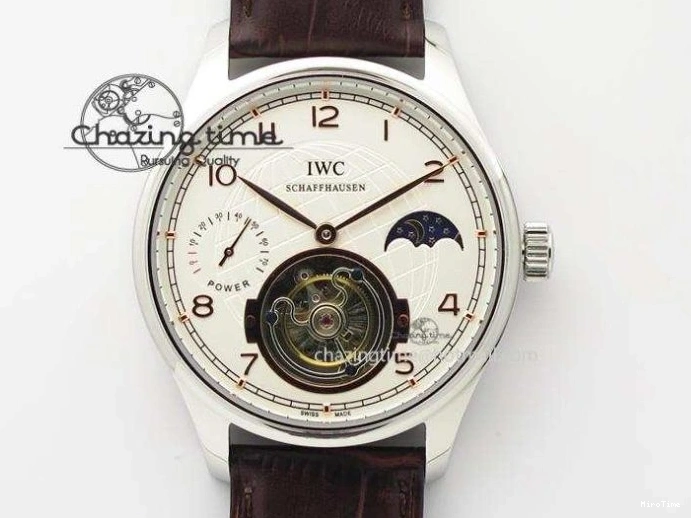MIROTIME 0408 Original Portuguese IW358304 ZF 1:1 Best Edition SS White Dial RG Markers on Leather Strap A 7077